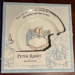 Wedgwood Peter Rabbit Plate w/ Peter in Bed w/ camomile Tea Original box.